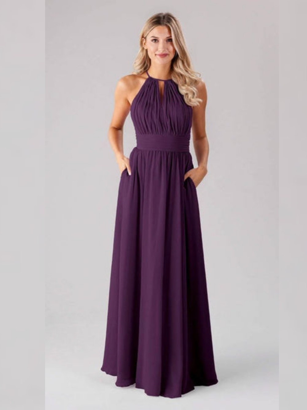 Kennedy Blue Eggplant Halter Maxi Dress - Elegant Evening Gown